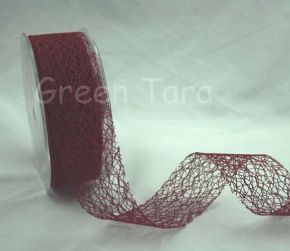 Green Tara - 38mm Mesh Burgundy - Per metre